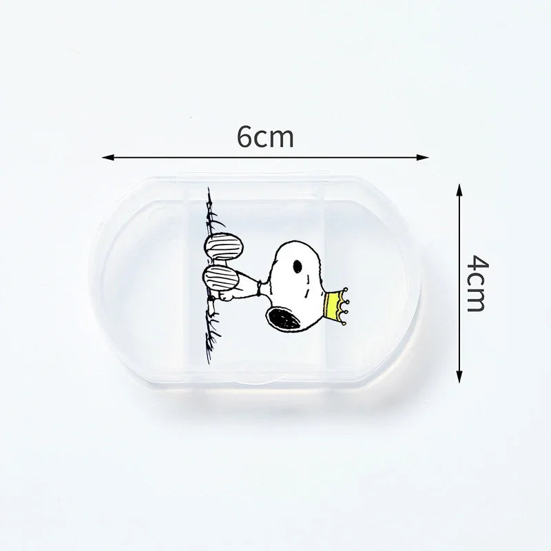 Portable Snoopys Mini Pill Box Kawaii Travel Anime Three-compartment Transparent Plastic Medicines Storage Case Container Gifts