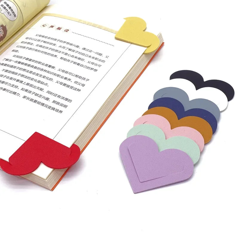 Heart Shaped PU Leather Bookmark Colorful Double Sided Tablet Gift for Book Lovers Readers and Diary Lovers