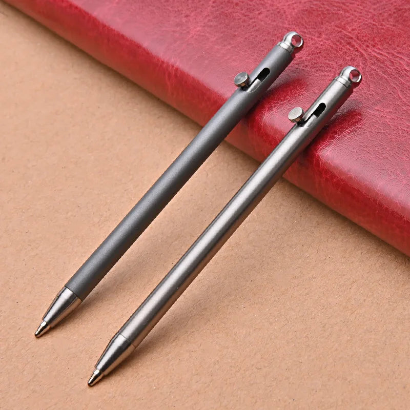 Pure Titanium Mini Compact Bolt Pen Portable Keychain Pen Portable Travel Metal Ballpoint Pen Signing Party Gifts for Guests