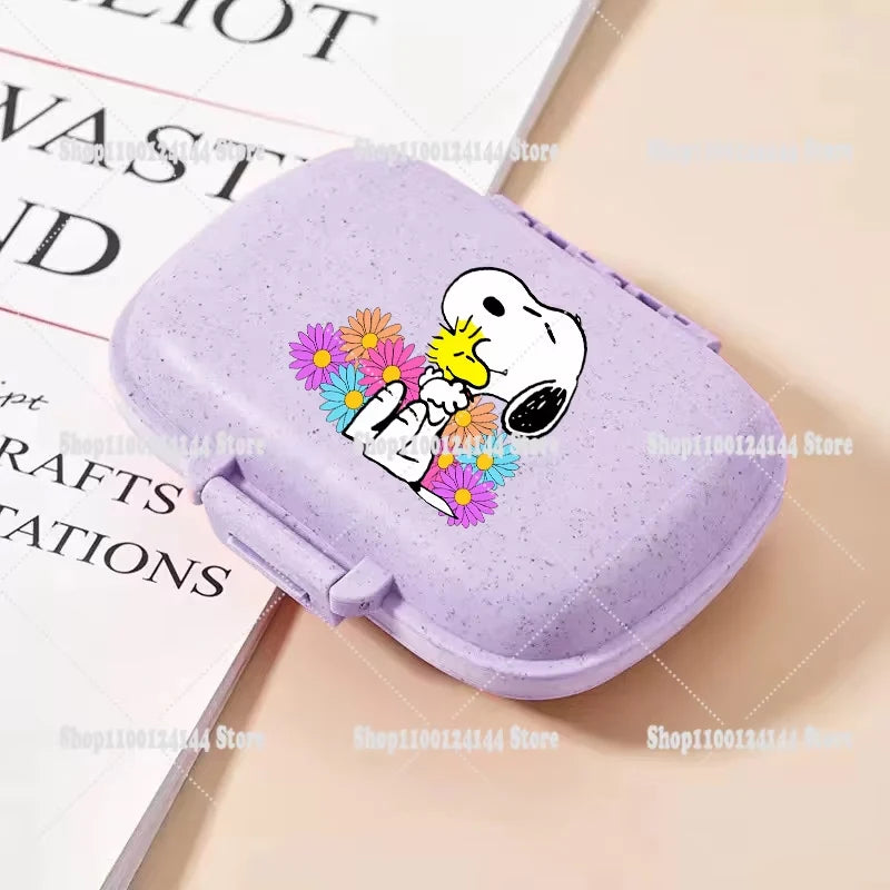 Snoopys Mini Portable Pills Organizer Case 8 Grids PillBox Tablet Storage Container Travel Weekly Medicine Pill's Box Pill Case