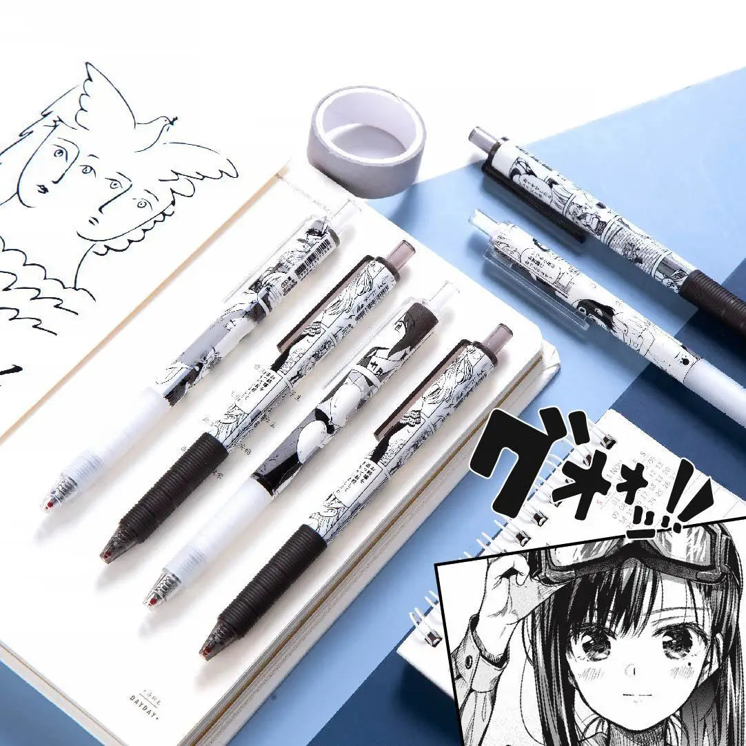 Cartoon Anime Hanako-Kun Inspired Retractable Gel Pen - Black & White Bullet Tip Sketch Pen with Bouncy Design
