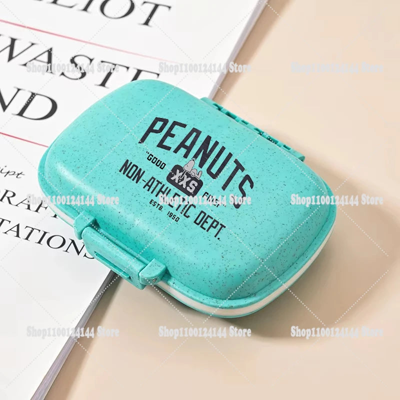 Snoopys Mini Portable Pills Organizer Case 8 Grids PillBox Tablet Storage Container Travel Weekly Medicine Pill's Box Pill Case