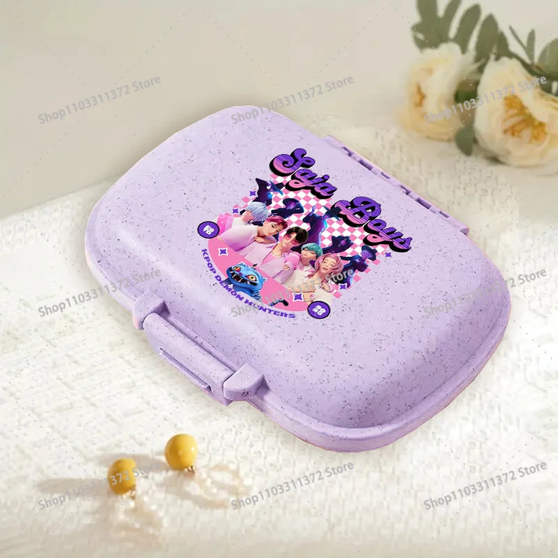 Move K-Pop Demon Hunters 8 Grid Compartment Pill Storage Box Fashion Printed Portable Travel Home Vitamin Container Cartoon Gift