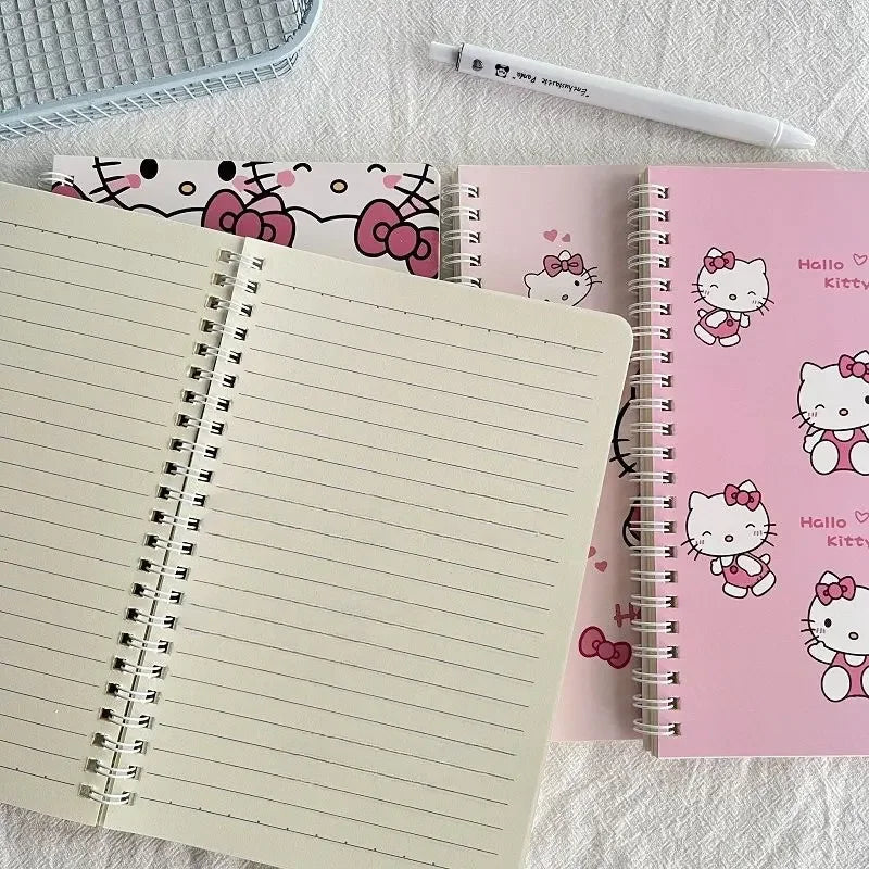 Three Liou Coil Notebook Hello Kitty Spiral Book 4/Set A5 Diary Sketching Book School Supplies Stationery Scribed Diary