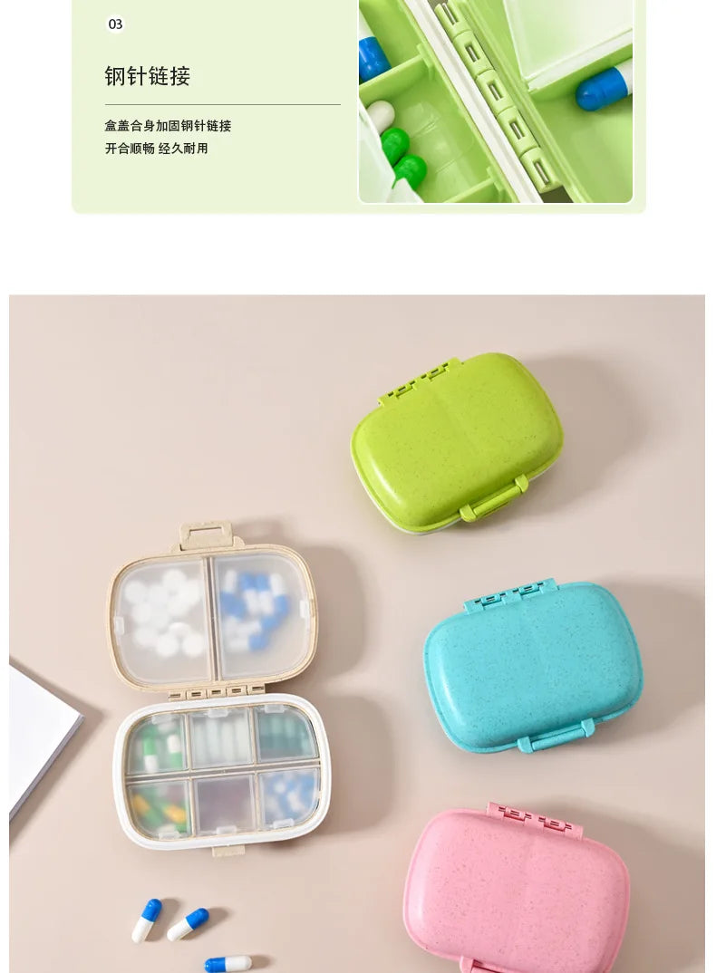 Snoopys Mini Portable Pills Organizer Case 8 Grids PillBox Tablet Storage Container Travel Weekly Medicine Pill's Box Pill Case