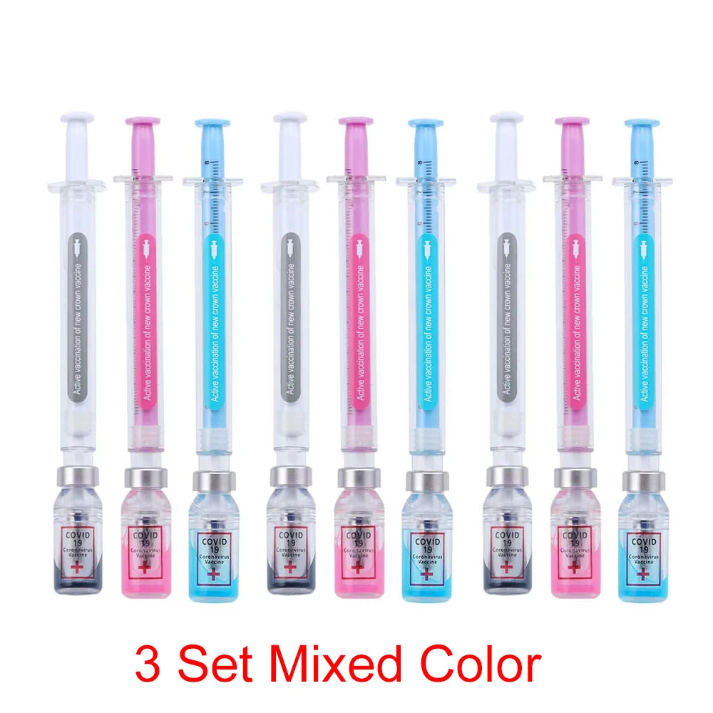 3 pcs/set,1-3-5 set Creative Novelty Syringe Peculiar Shape Stationery 0.5 MM Cute Gel Pen