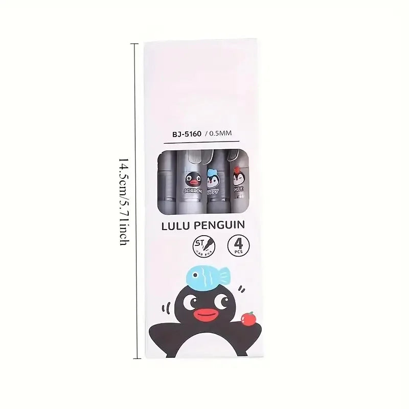 4pcs Penguin Gel Pens 0.3Mm Fine Tip, Smooth Writing, Durable And Comfortable, Suitable for Office And Study Use