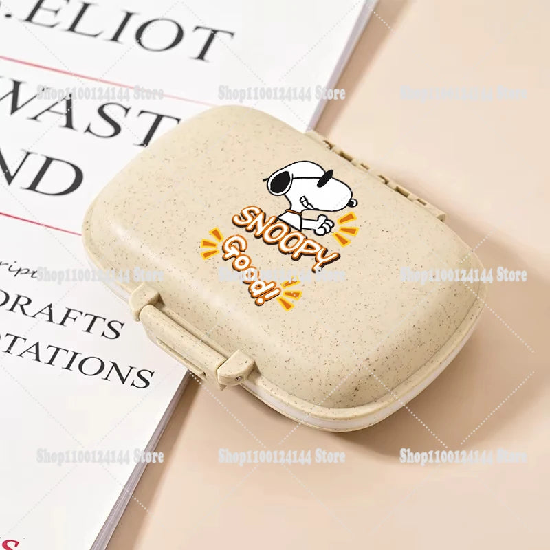 Snoopys Mini Portable Pills Organizer Case 8 Grids PillBox Tablet Storage Container Travel Weekly Medicine Pill's Box Pill Case