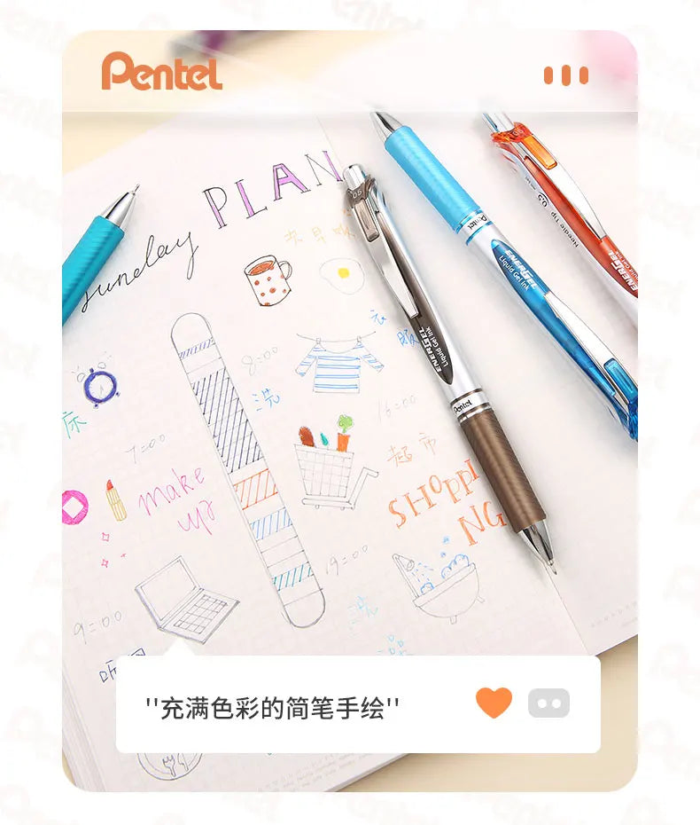 1pc Pentel  BLN75 Gel Pen 20th Anniversary Smooth And Quick-drying Press Water Pen For Students With 0.5mm Japanese Stationery