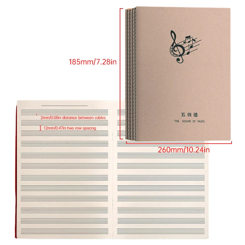 18 Sheets Music Practice Notebook Piano Violin Book Piano Universal Five-Line Musical Notation Book Music Pactice Tool Notebook