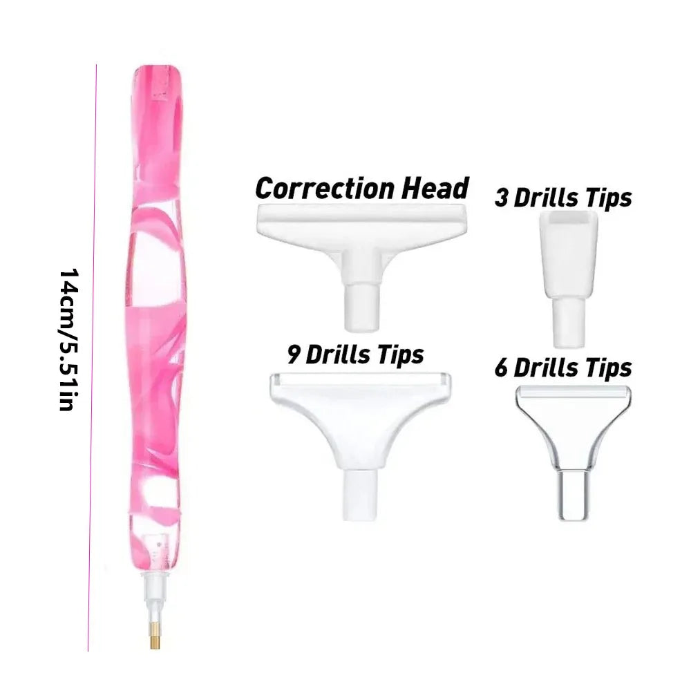 Premium Resin Diamond Painting Pen With Plastic Tips, Ergonomic Grip for DIY Diamond Art Craft