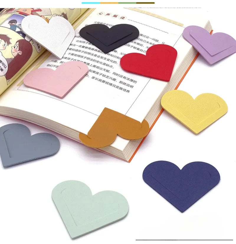 Heart Shaped PU Leather Bookmark Colorful Double Sided Tablet Gift for Book Lovers Readers and Diary Lovers