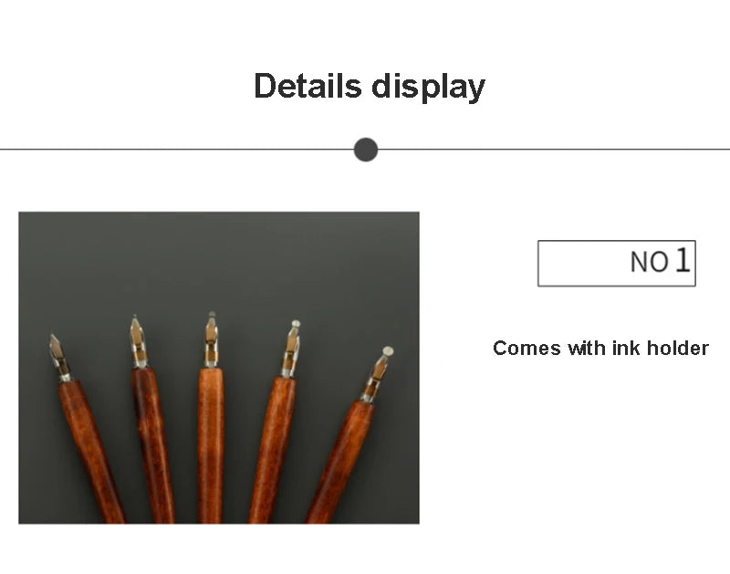 5Pcs Literary Retro Wooden Dip Pen 5 Nibs Set Antique Dip Calligraphy Writing Pen Office Stationery Writing Tools
