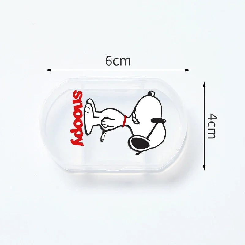 Portable Snoopys Mini Pill Box Kawaii Travel Anime Three-compartment Transparent Plastic Medicines Storage Case Container Gifts
