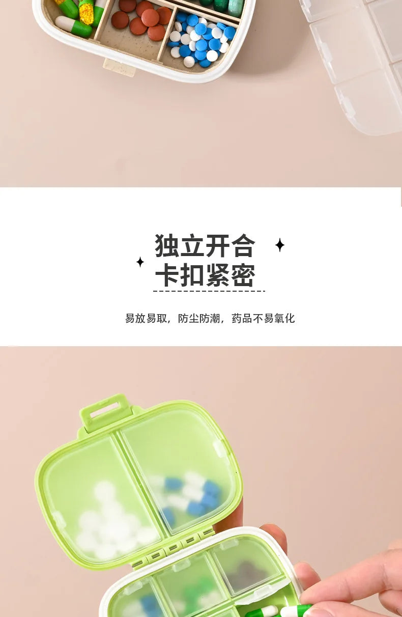 Snoopys Mini Portable Pills Organizer Case 8 Grids PillBox Tablet Storage Container Travel Weekly Medicine Pill's Box Pill Case