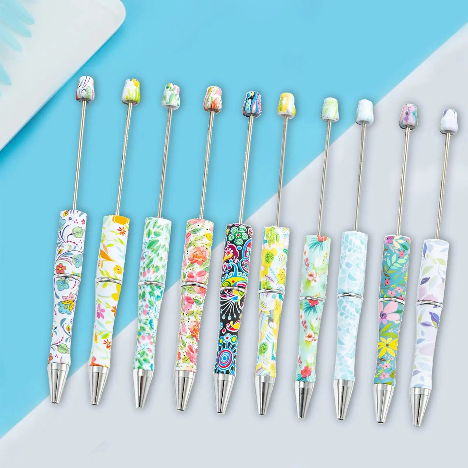 10 Pieces Beadable Pens Bead Pen Beaded Pen Beaded Ballpoint Pens for Drawing
