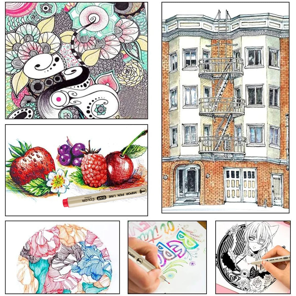 9 Colors Micro-line Pens Waterproof Durable Fine Line Drawing Art Pen Painting Drawing Marking Journaling Lllustrating Drawing