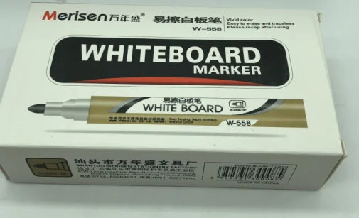 A set of 10 large-tip black ink marker pens for non-erasable marking and notation