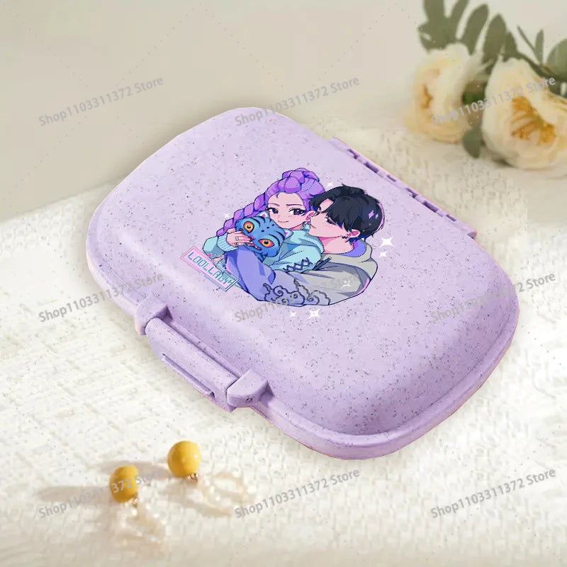 Move K-Pop Demon Hunters 8 Grid Compartment Pill Storage Box Fashion Printed Portable Travel Home Vitamin Container Cartoon Gift