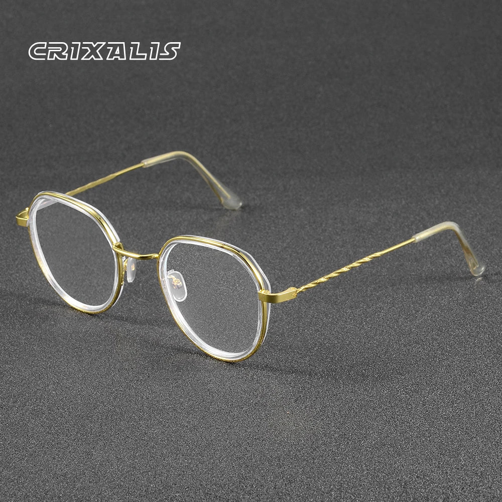 CRIXALIS Retro Round Blue Light Glsses for Women Men Fashion Computer Eyewear Vintage Metal Eyeglass Frame Female Male UV400