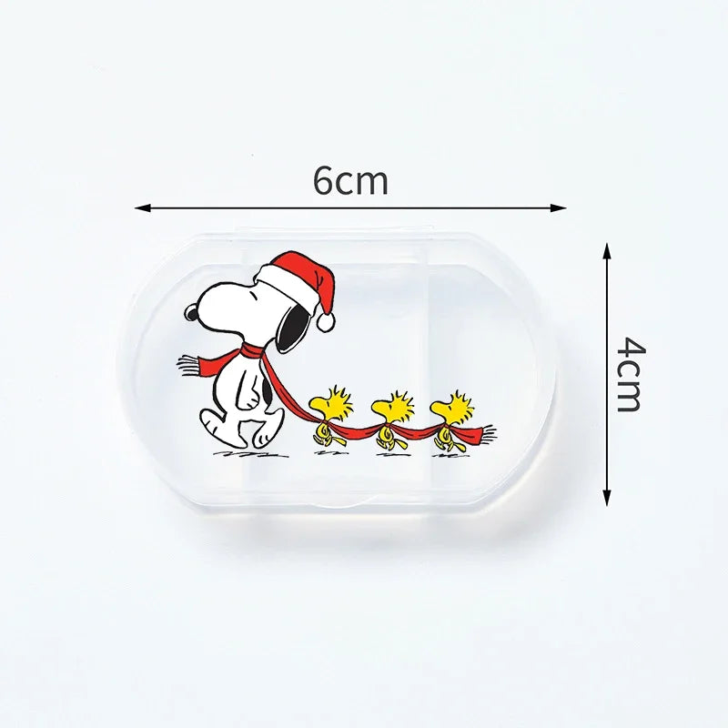 Portable Snoopys Mini Pill Box Kawaii Travel Anime Three-compartment Transparent Plastic Medicines Storage Case Container Gifts