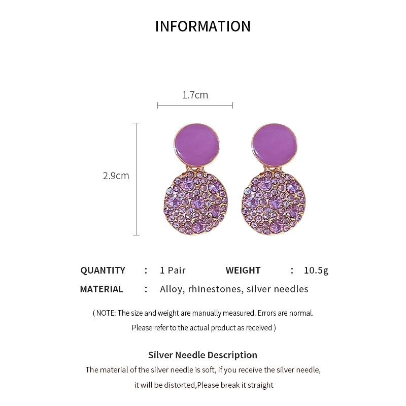 Purple Rhinestone Stud Earrrings For Women Exquisite Imitation Pearl Earrings Simple Square Geometric Earrings Party Jewelry