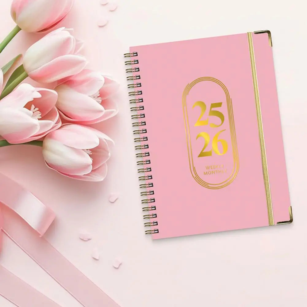 Planner Notebook 2025 End-of-life Arrangements Organizer 2025-2026 Planner Spiral Agenda Book with Stickers Elastic for Office