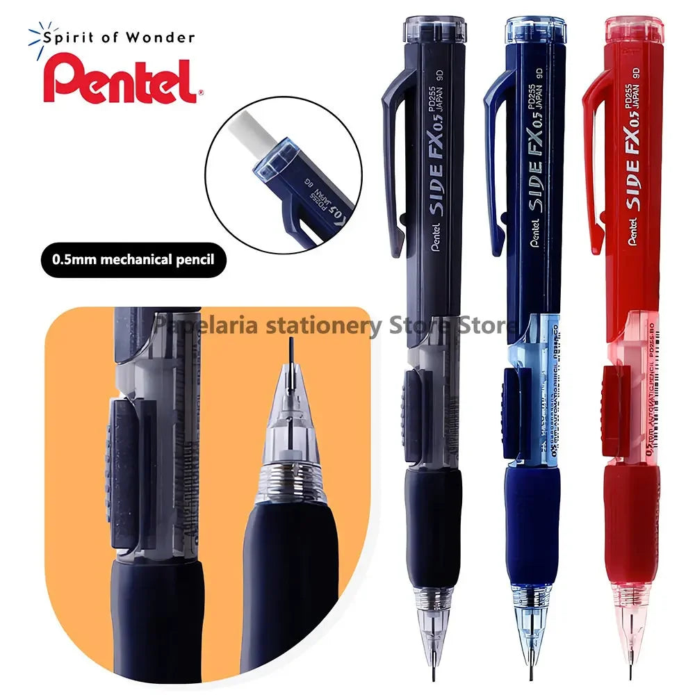 1pcs Pentel Mechanical Pencil 0.5mm PD255 Drawing Art Supplies Office Accessories Student School Stationery Side Press Out Lead