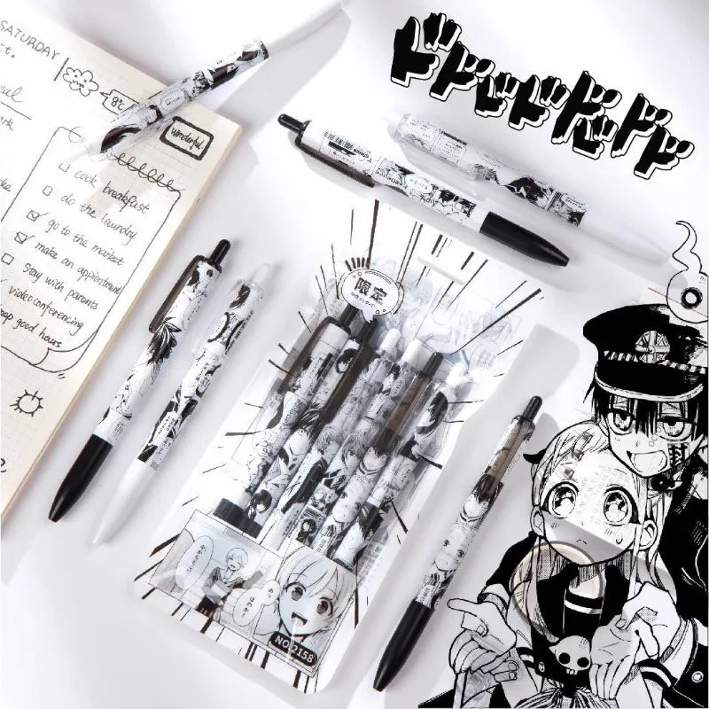 Cartoon Anime Hanako-Kun Inspired Retractable Gel Pen - Black & White Bullet Tip Sketch Pen with Bouncy Design