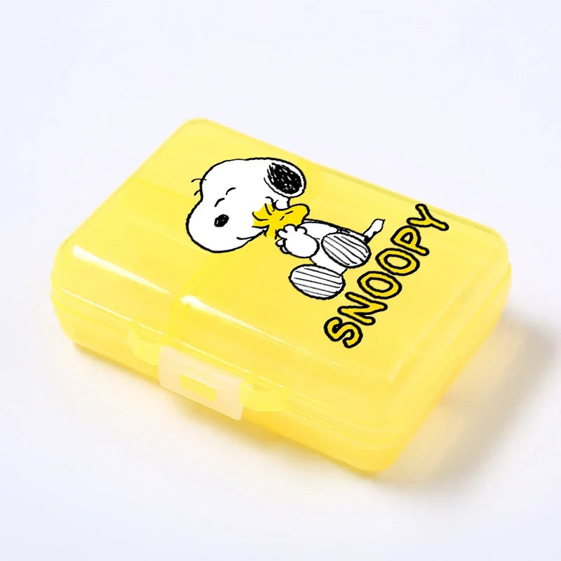 Kawaii Snoopys Anime Storage Box Pill Case Large Capacity A Week Organizer Portable Travel Outdoor Tablets Vitamins Container