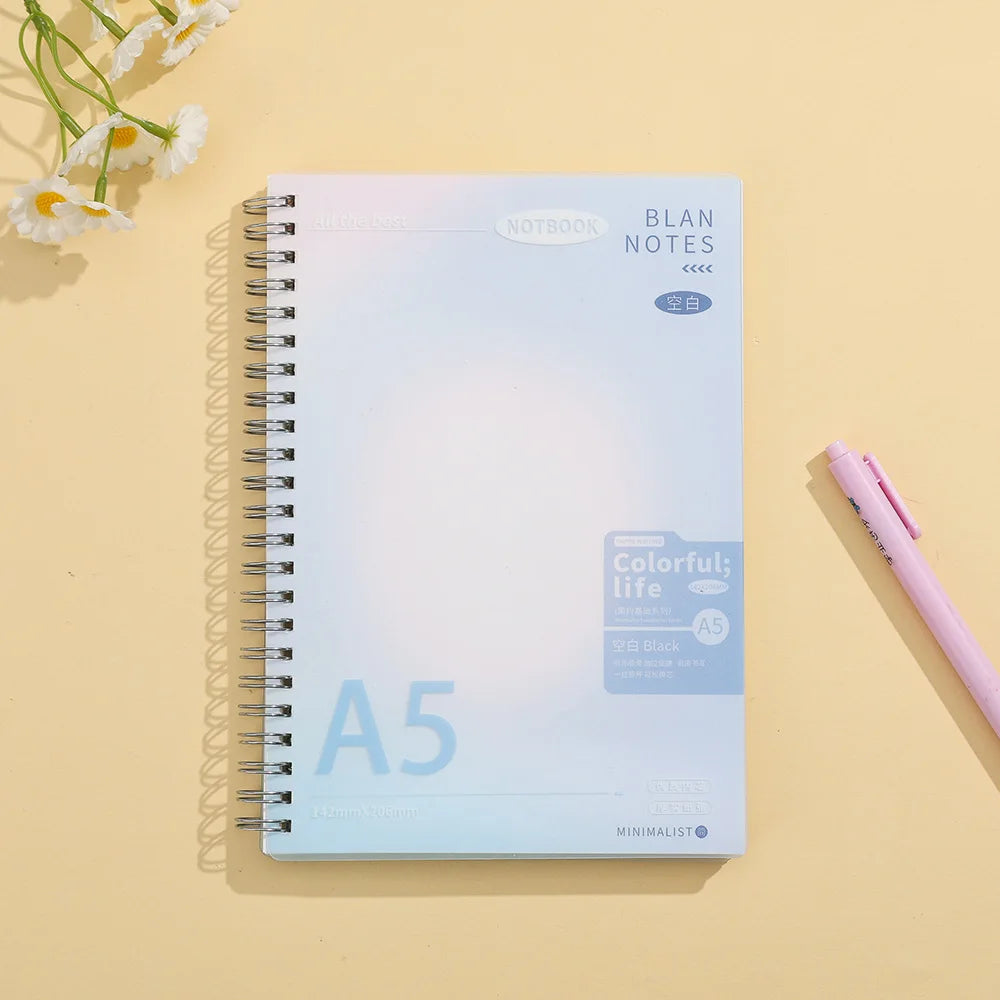 Gradient Spiral Notebook A5 B5 Pastel PP Cover Grid/Lined/Blank Pages 70GSM Paper Aesthetic Stationery for School Office Journal
