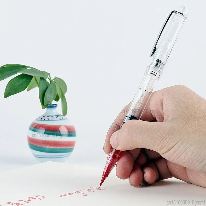 1/10Pcs Set Soft Tip Watercolor Brush Pen Transparent Calligraphy Brush Refillable Ink Fountain Art Drawing Painting Writing Pen