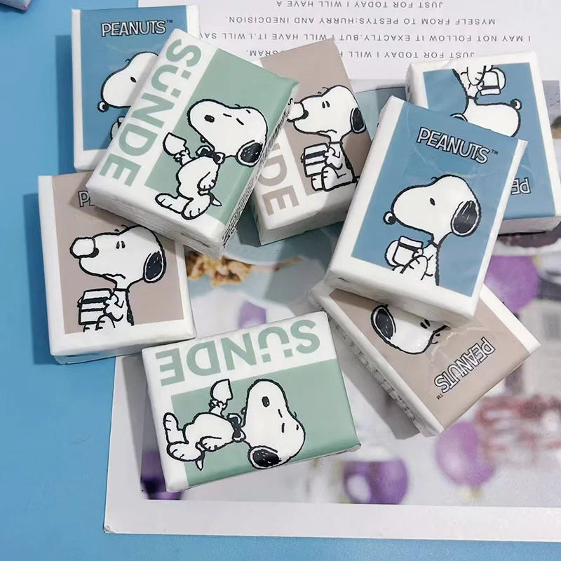 9pcs Kawaii Snoopy Handkerchief Paper Student Cartoon Printed Portable Girls Mini Pocket Tissue Toilet Papers Soft Napkin Gifts