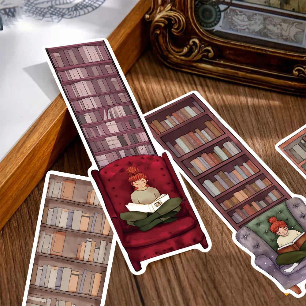 30/60PCS Bookcase Reading Bookmarks Reading Paper Decoration Luggage DIY Student Stationary Students Aesthetic Gift Bookmarks