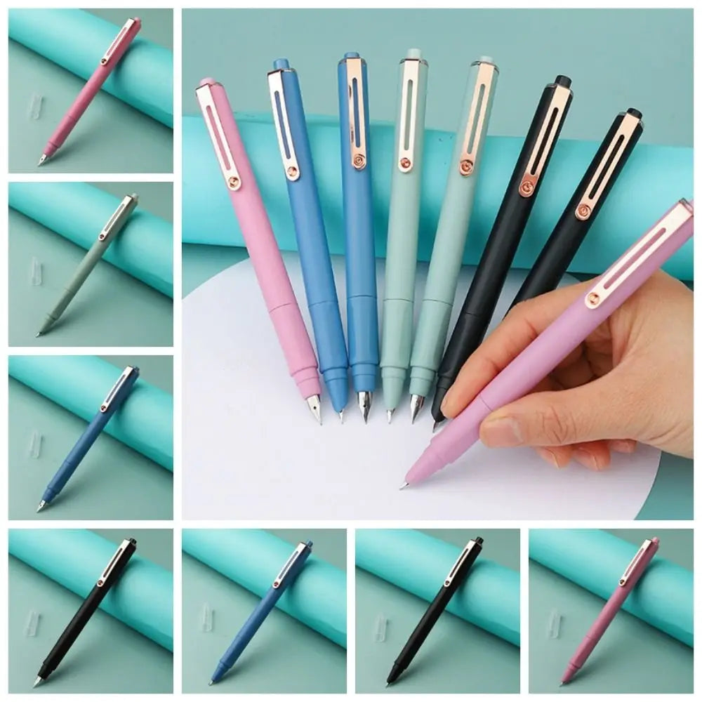Retractable Press Type Fountain Pen Color Pen Body Calligraphy Practice Ink Pen Notched Three Point Positioning