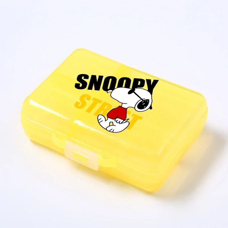 Kawaii Snoopys Anime Storage Box Pill Case Large Capacity A Week Organizer Portable Travel Outdoor Tablets Vitamins Container