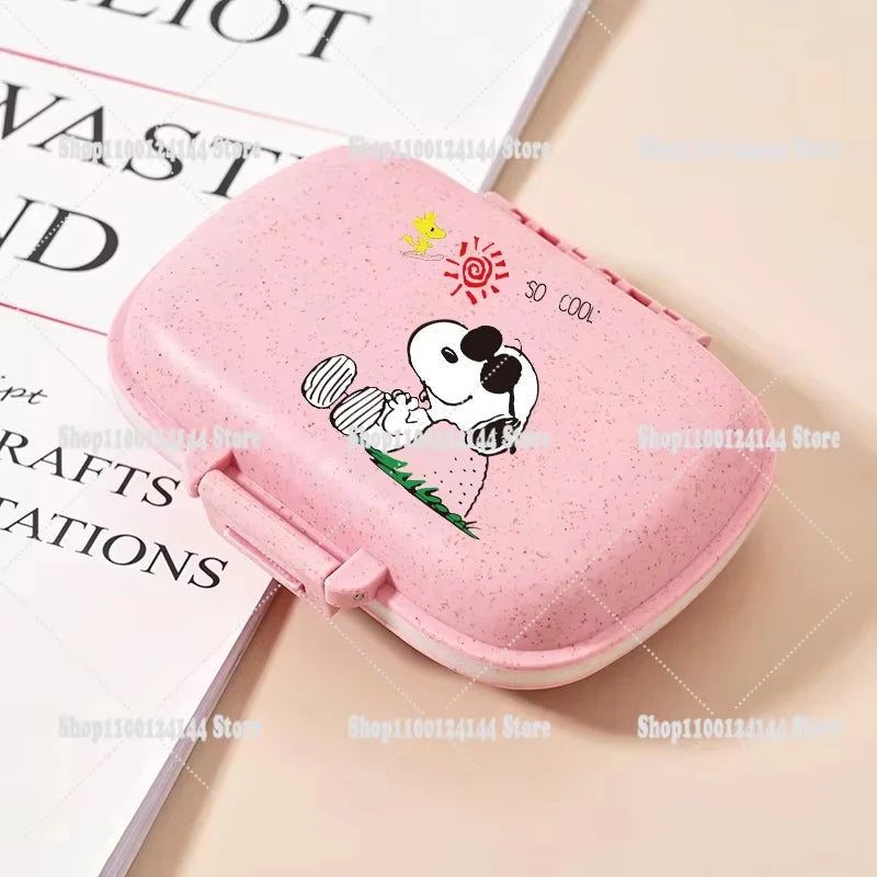 Snoopys Mini Portable Pills Organizer Case 8 Grids PillBox Tablet Storage Container Travel Weekly Medicine Pill's Box Pill Case