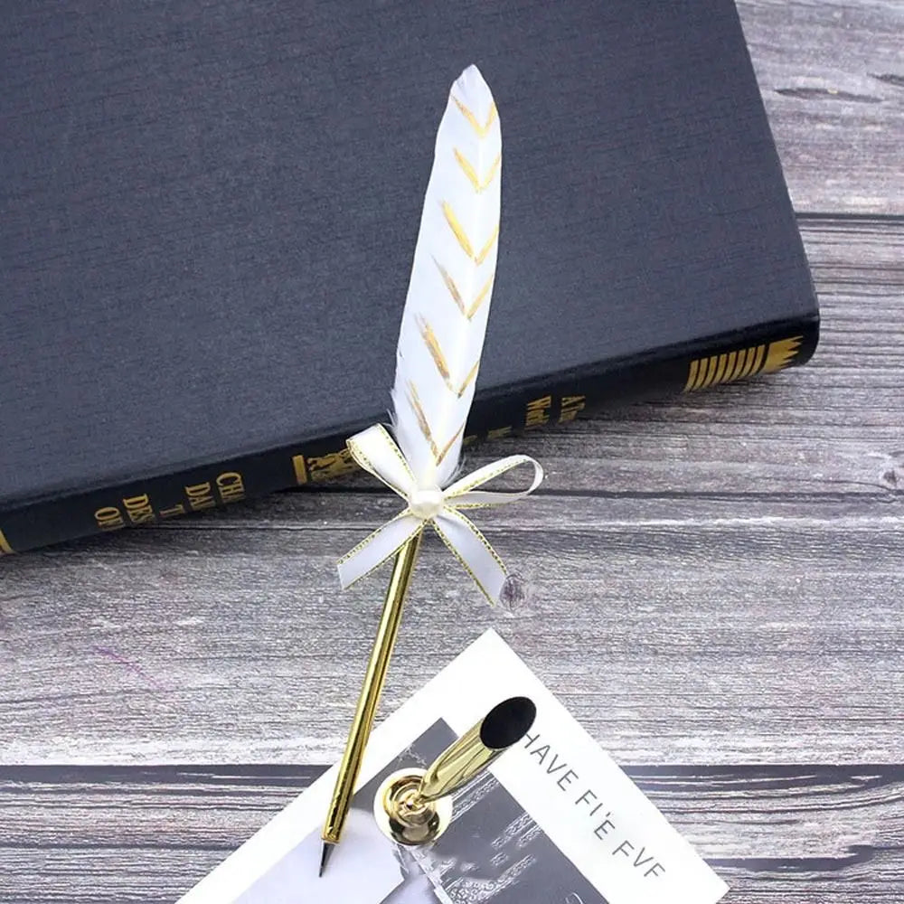 1 Set Vintage Feather Pen with 5 Pen-nib Carved Flower Nib Quill Dip Pen Oblique Pen Set Gift Writing Tools School Office Supply