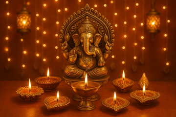 Make a kmage of Ganesh diya holder and fancy diyas and wall decoration lights 